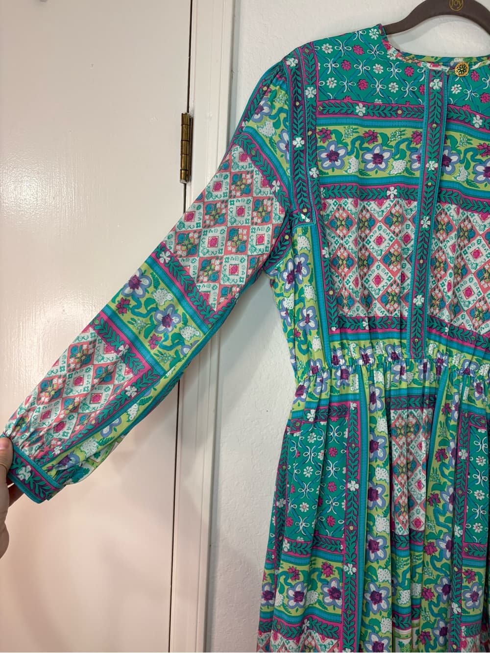 Vintage 80s-90s 100% silk Anne Crimmins for Neiman Marcus Vibrant Maxi Dress - Thumbnail 3