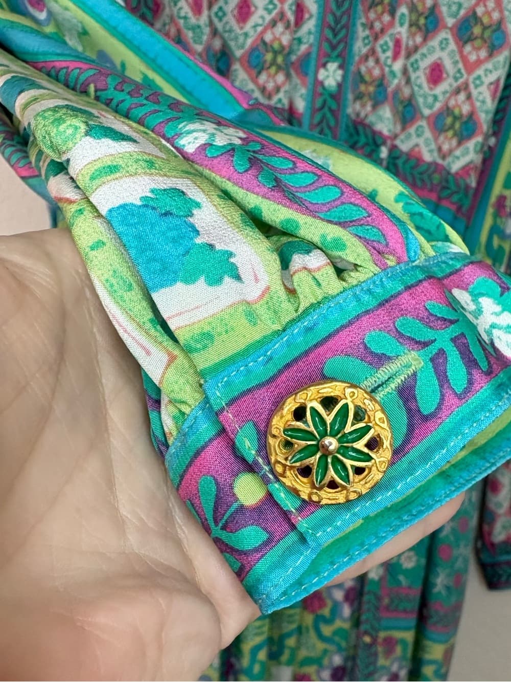 Vintage 80s-90s 100% silk Anne Crimmins for Neiman Marcus Vibrant Maxi Dress - Thumbnail 5