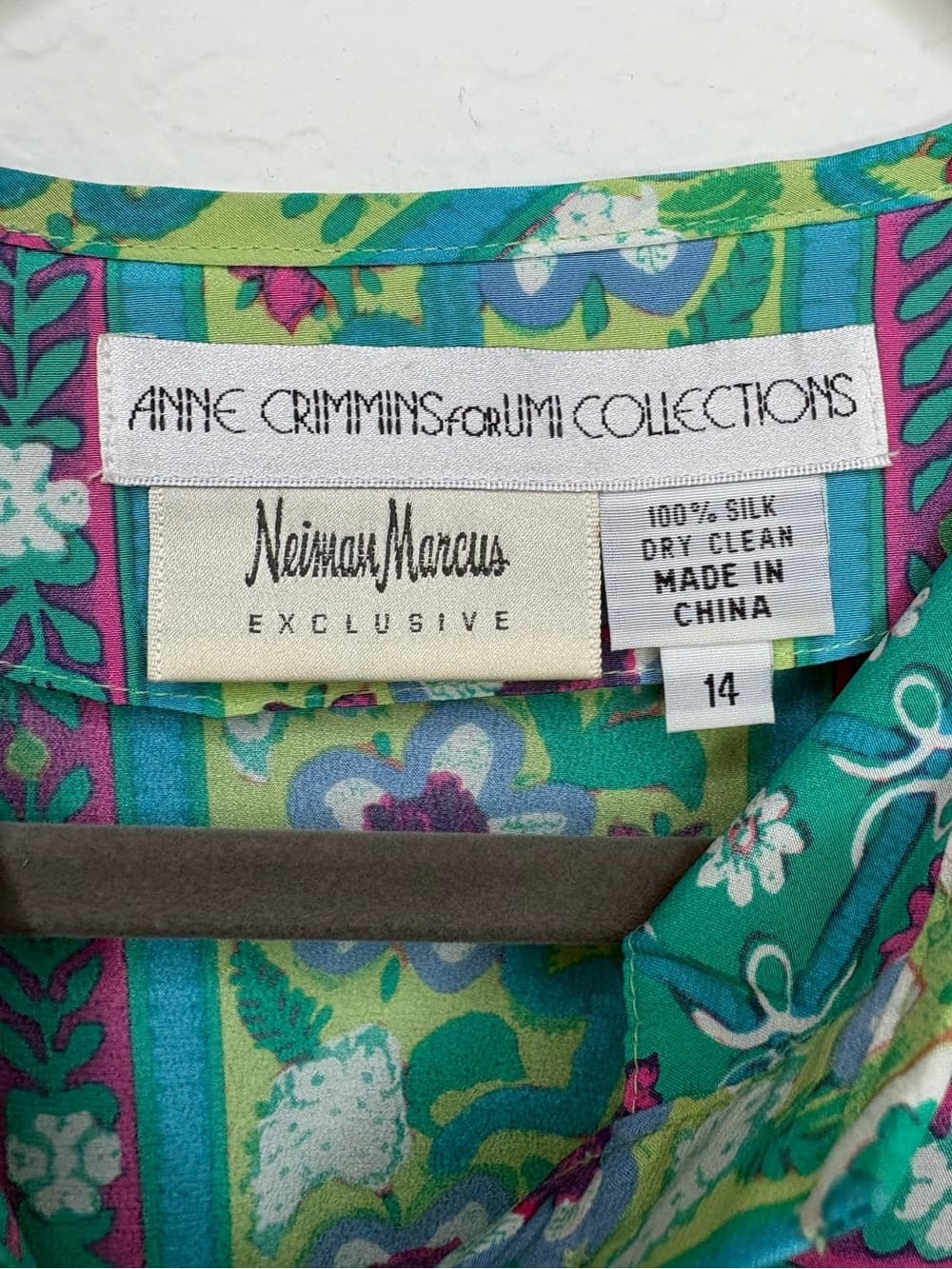 Vintage 80s-90s 100% silk Anne Crimmins for Neiman Marcus Vibrant Maxi Dress - Thumbnail 7