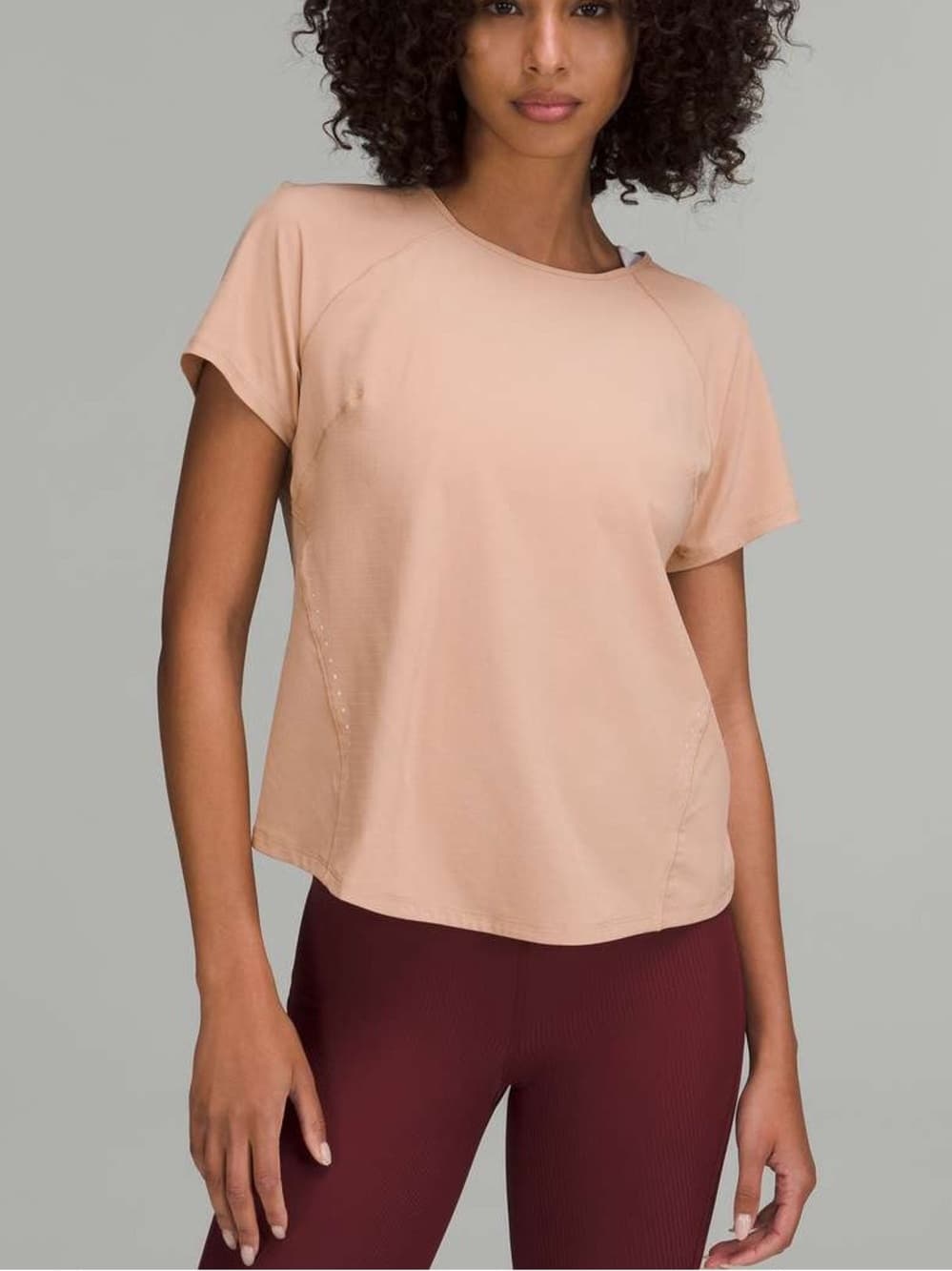 Lululemon Lightweight Stretch Running Short Sleeve Shirt pink clay size 4