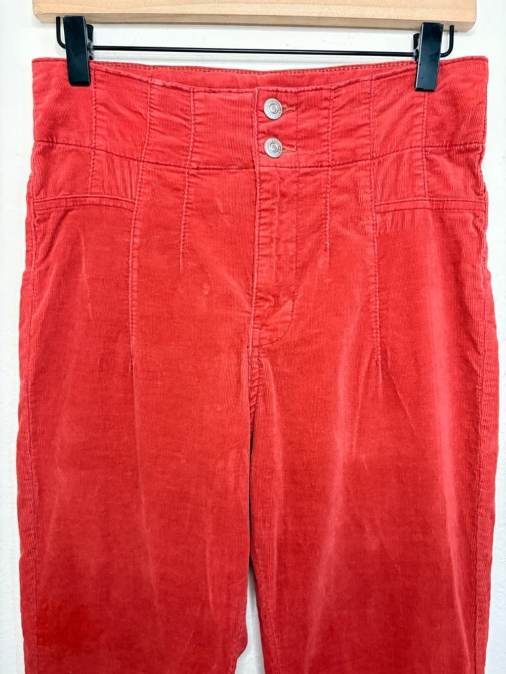 Free People We The Free Jayde Cord High Rise Flare Jeans in Red Size 28 - Thumbnail 11