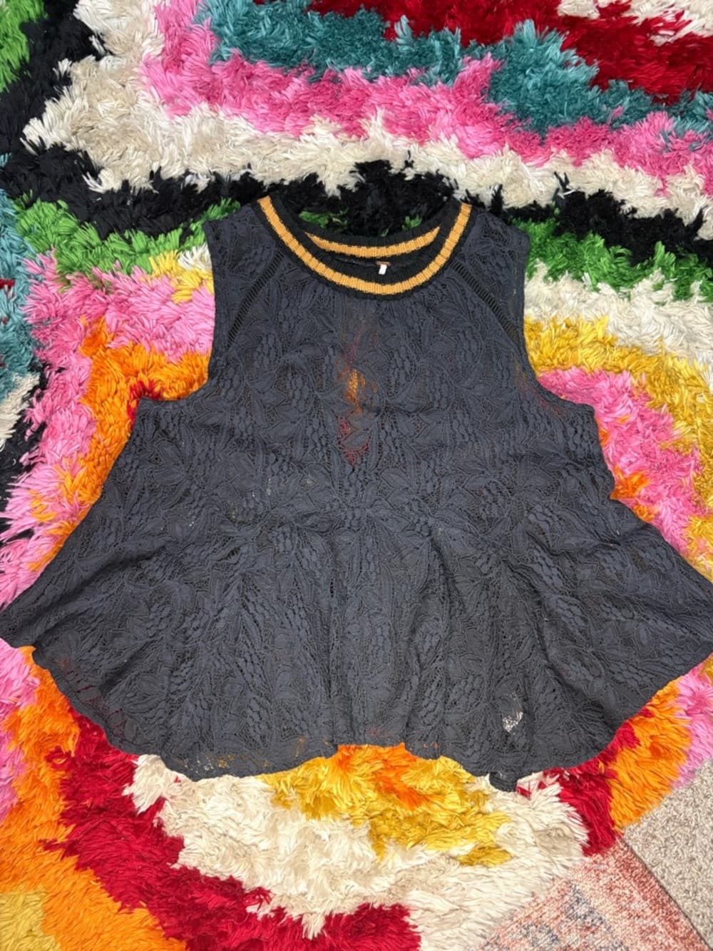 Free People Masie All Star Sheer Lace Tank Top size Large black - Thumbnail 11