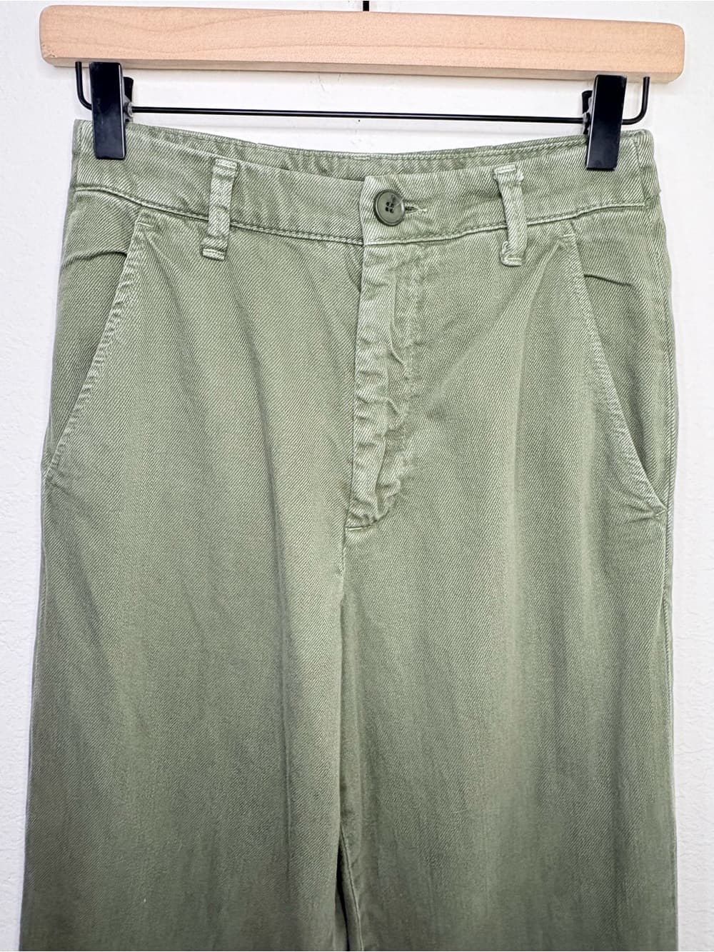 Free People Olive Green Wide Leg Cuffed Jeans cotton Pants size 26 - Thumbnail 5