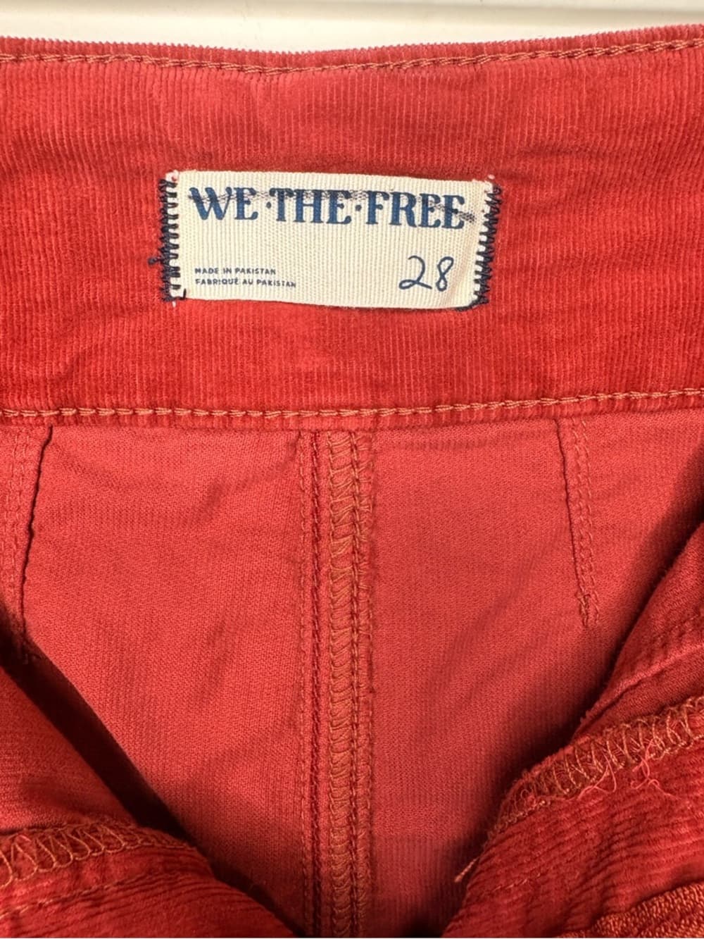 Free People We The Free Jayde Cord High Rise Flare Jeans in Red Size 28 - Thumbnail 9