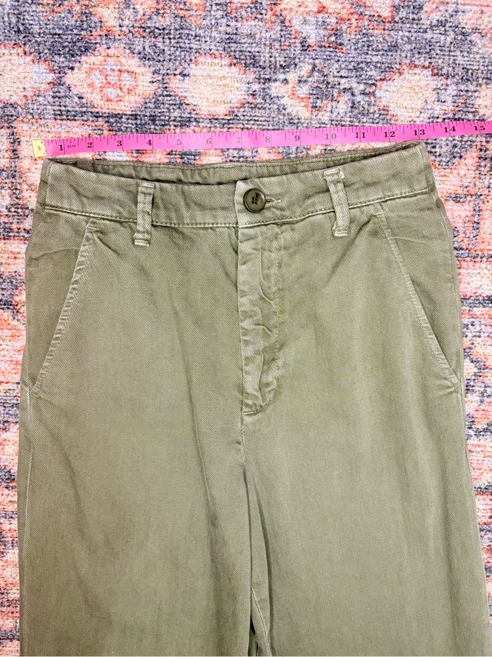 Free People Olive Green Wide Leg Cuffed Jeans cotton Pants size 26 - Thumbnail 13
