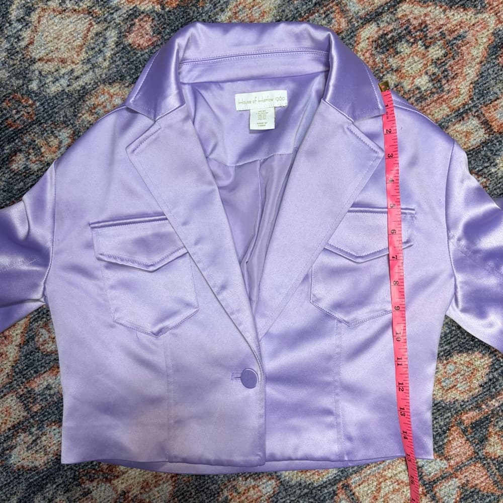 House of Harlow 1960 Gianna Cropped Satin Blazer in lilac - Thumbnail 10