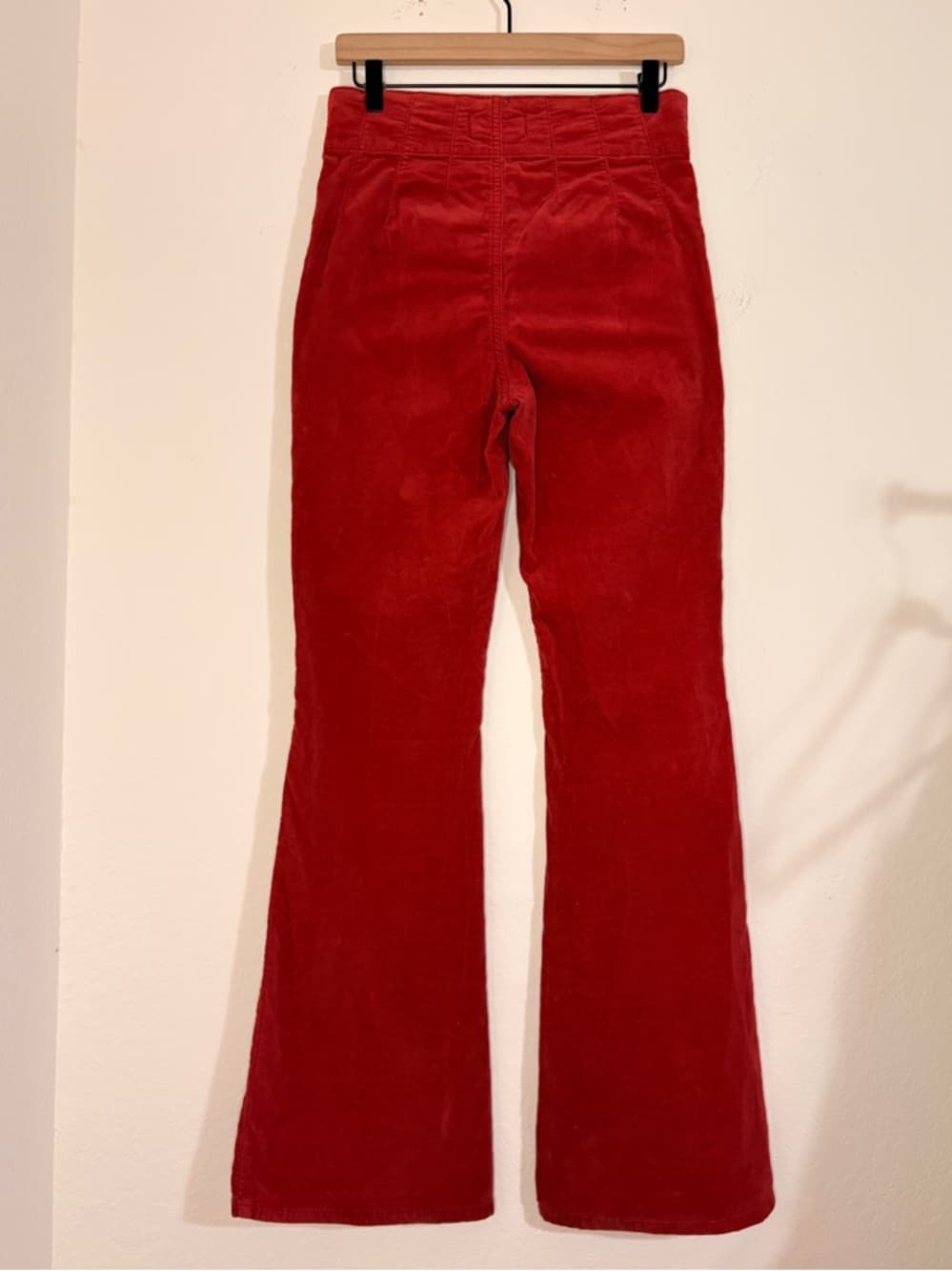 Free People We The Free Jayde Cord High Rise Flare Jeans in Red Size 28 - Thumbnail 4