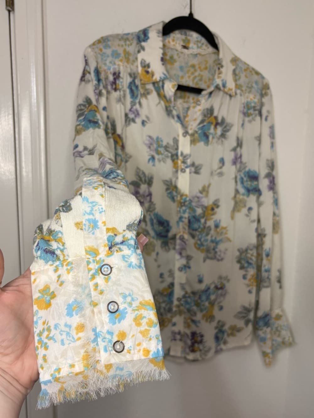 Free People Hold On To Me Floral Printed Blouse oversized Top size Medium - Thumbnail 6