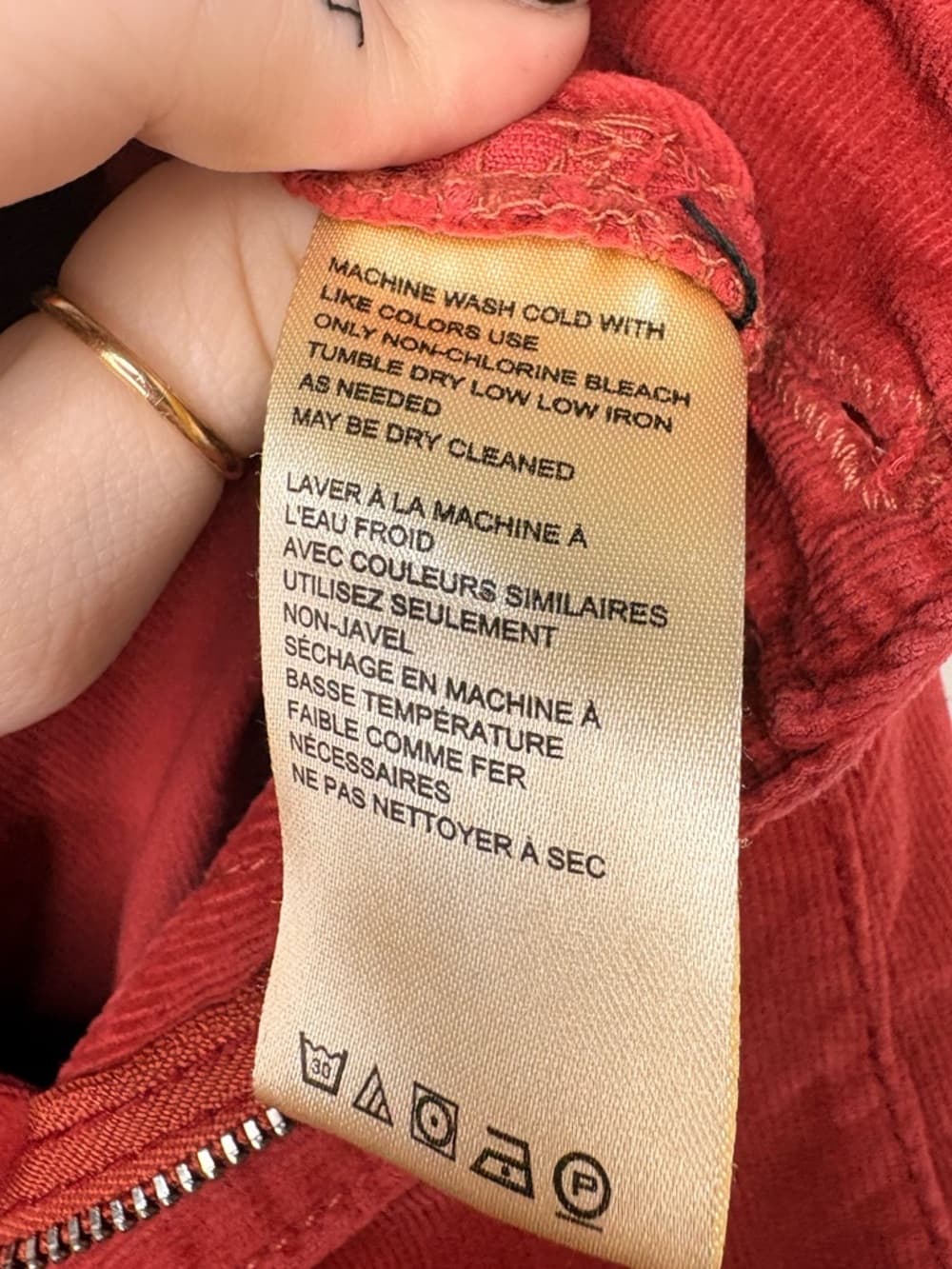 Free People We The Free Jayde Cord High Rise Flare Jeans in Red Size 28 - Thumbnail 7