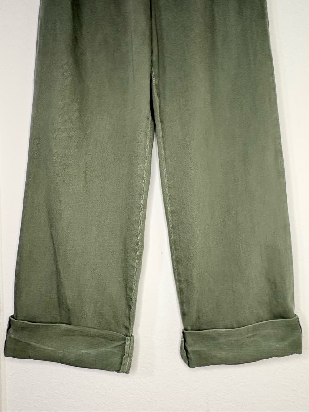 Free People Olive Green Wide Leg Cuffed Jeans cotton Pants size 26 - Thumbnail 3