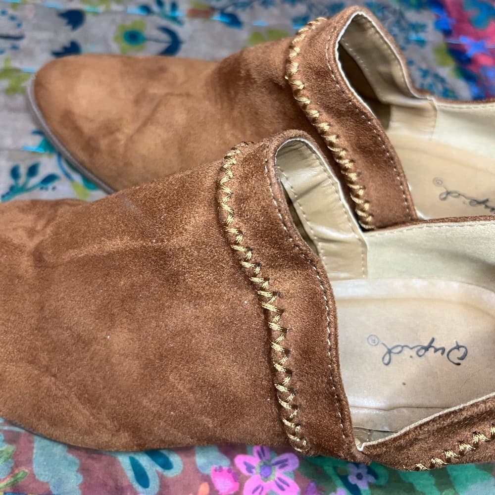 Qupid brown suede booties - Thumbnail 4