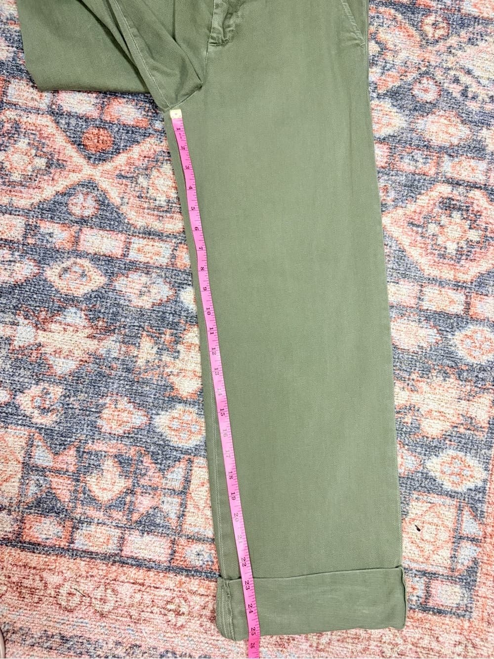 Free People Olive Green Wide Leg Cuffed Jeans cotton Pants size 26 - Thumbnail 14