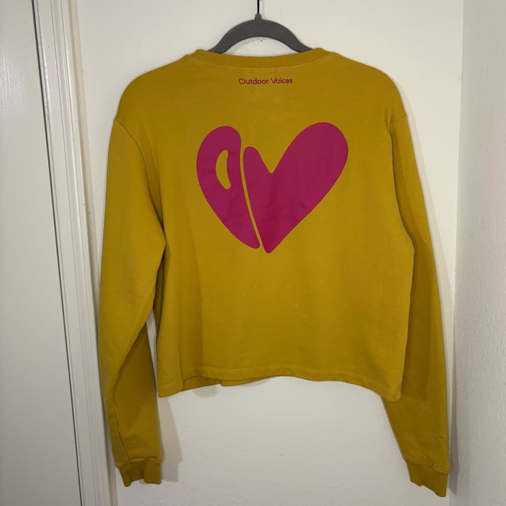 Outdoor Voices Love Without OV Cropped Sweatshirt organic cotton Sz small - Thumbnail 3