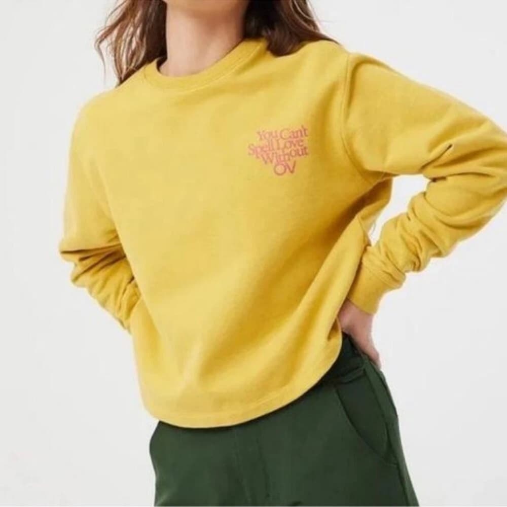 Outdoor Voices Love Without OV Cropped Sweatshirt organic cotton Sz small - Thumbnail 14