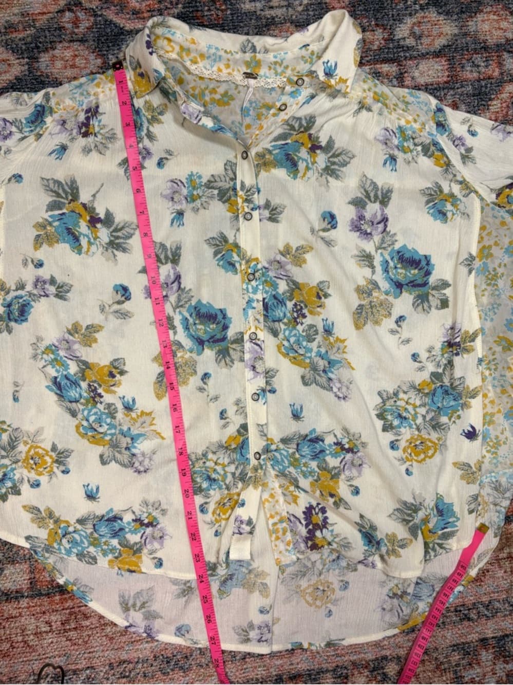 Free People Hold On To Me Floral Printed Blouse oversized Top size Medium - Thumbnail 13