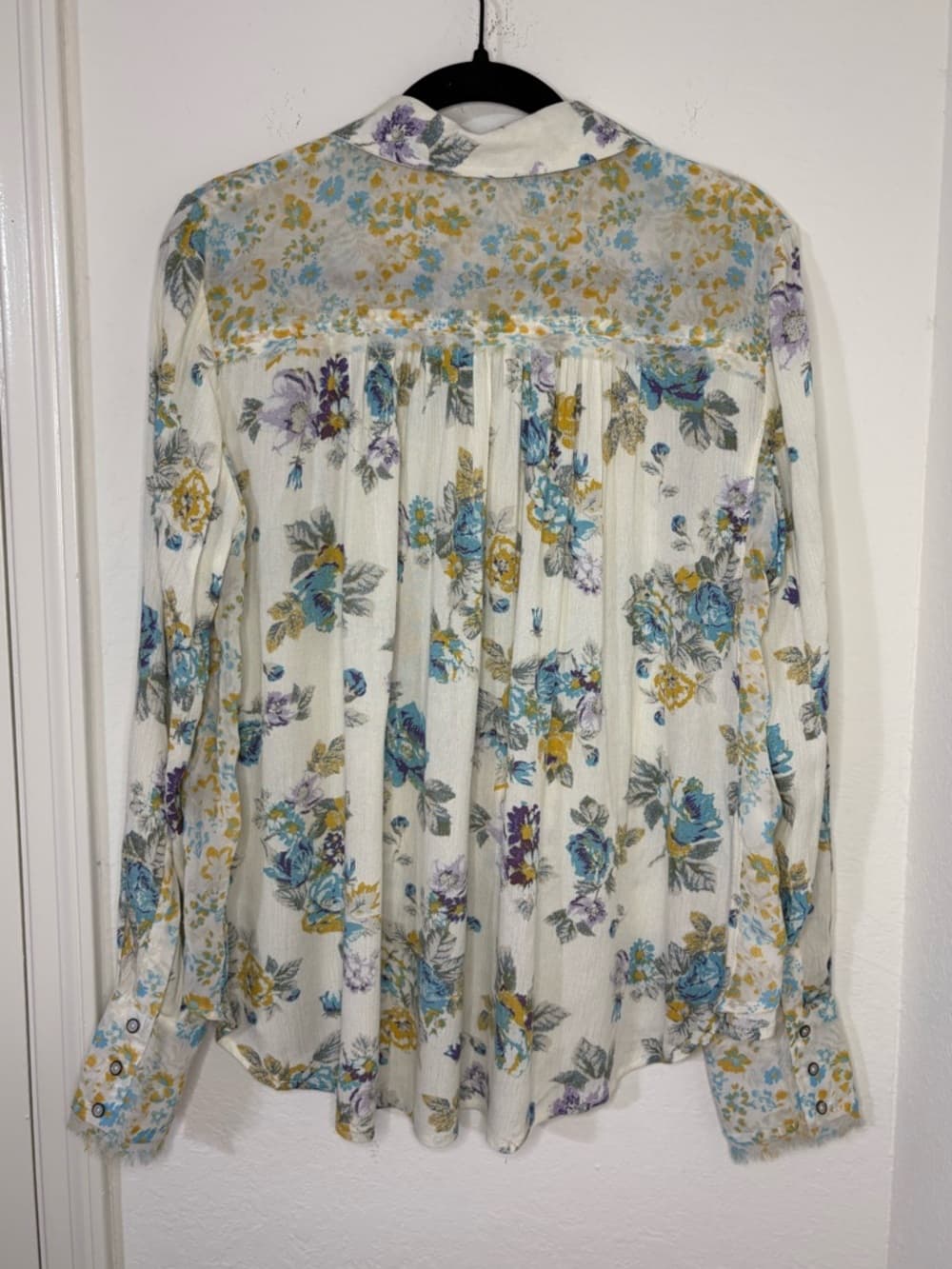 Free People Hold On To Me Floral Printed Blouse oversized Top size Medium - Thumbnail 7