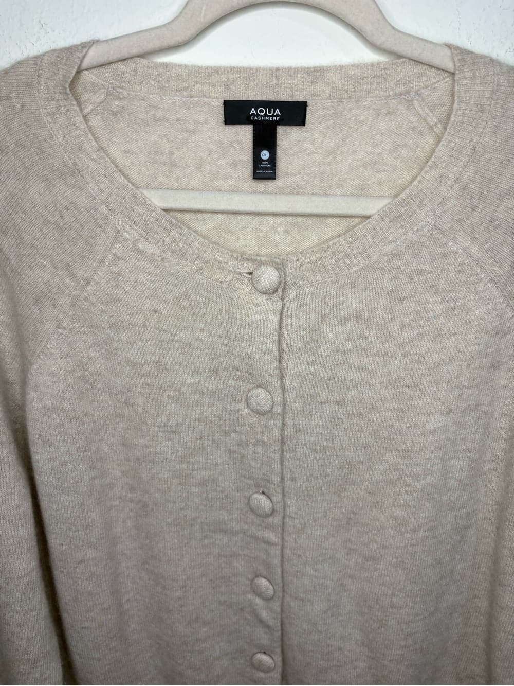 AQUA 100% cashmere Button front Cardigan taupe color size XXL - Thumbnail 4