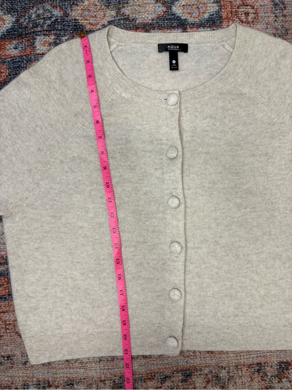AQUA 100% cashmere Button front Cardigan taupe color size XXL - Thumbnail 13