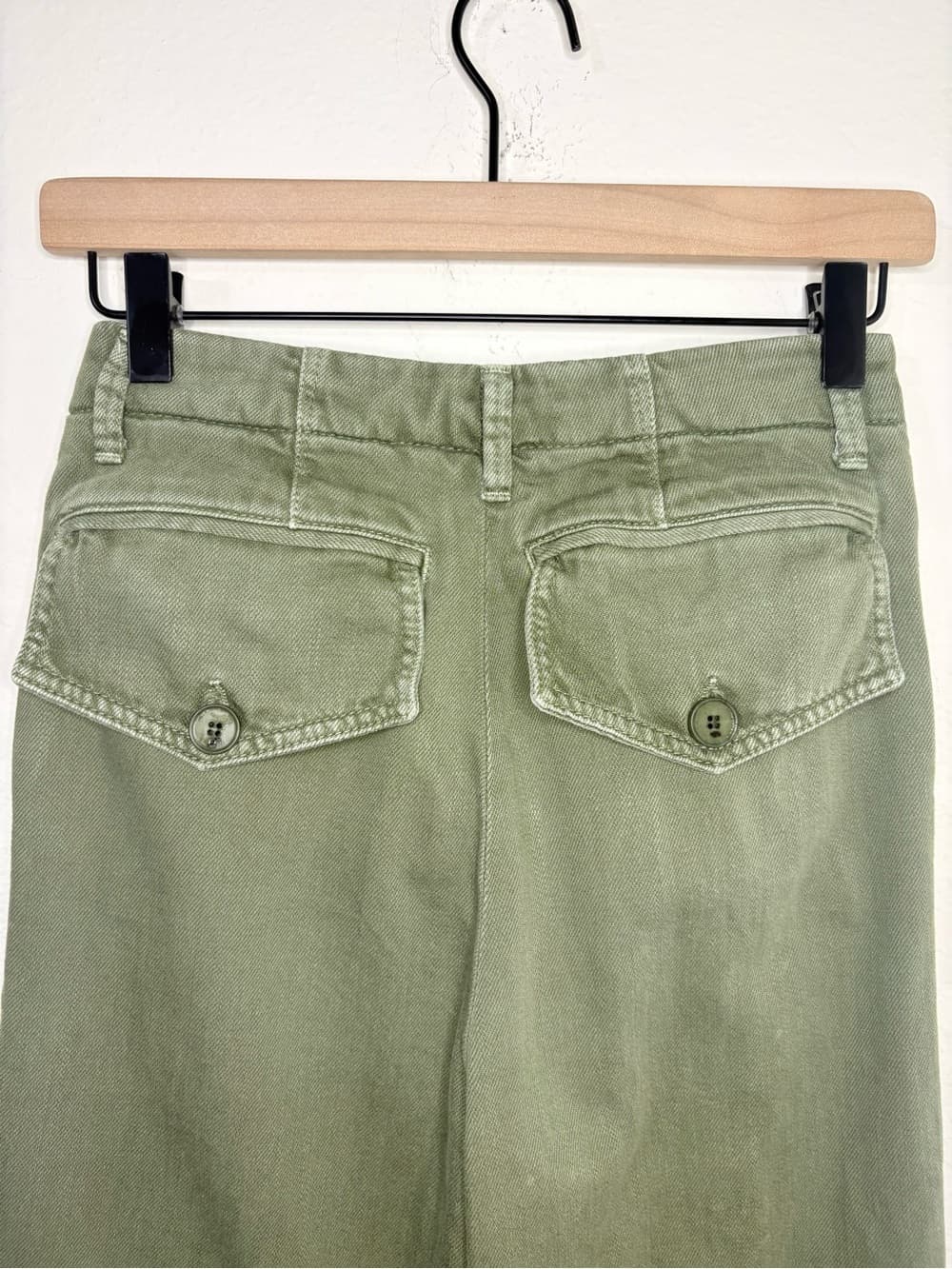 Free People Olive Green Wide Leg Cuffed Jeans cotton Pants size 26 - Thumbnail 8