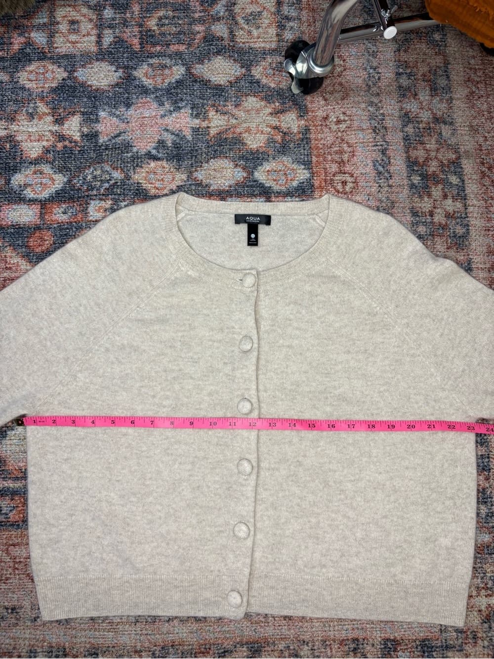 AQUA 100% cashmere Button front Cardigan taupe color size XXL - Thumbnail 12