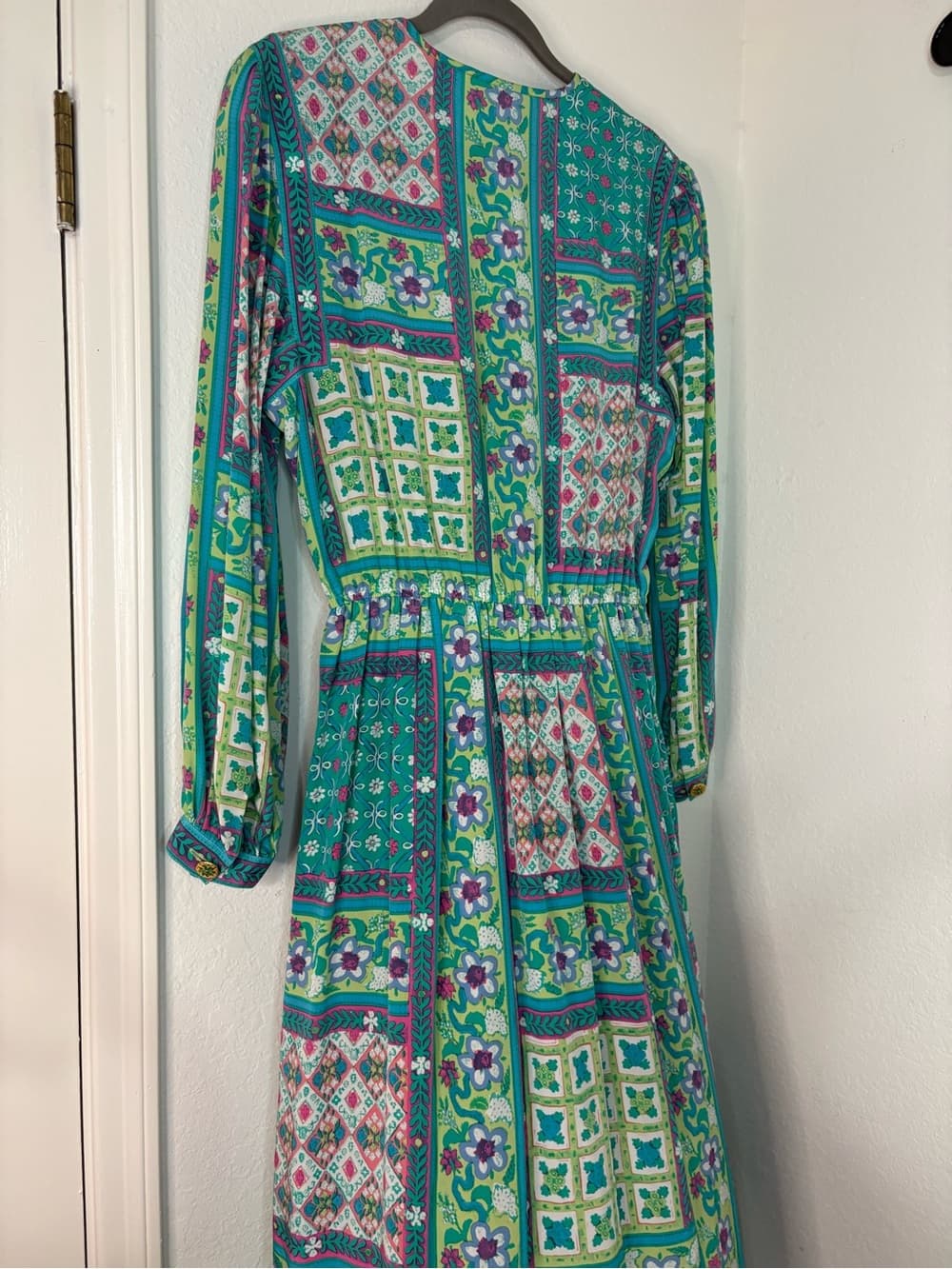 Vintage 80s-90s 100% silk Anne Crimmins for Neiman Marcus Vibrant Maxi Dress - Thumbnail 10