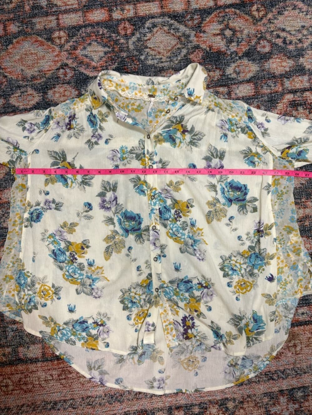 Free People Hold On To Me Floral Printed Blouse oversized Top size Medium - Thumbnail 12