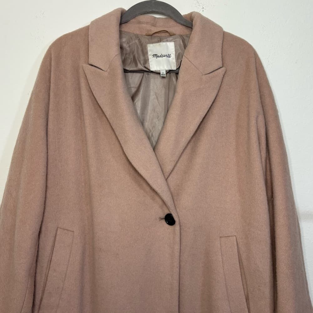 Madewell Wool Mohair Blend Cocoon Coat in Blush Tan Size 12 - Thumbnail 4
