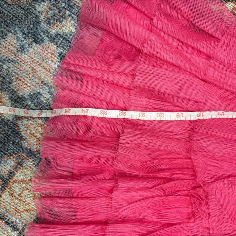 Storia Pink Tulle Ruffle Mini Dress - Thumbnail 13