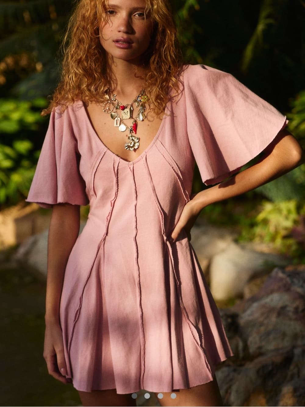 Free People Free-est Angelique Mini Dress Pink Blush open back size XL