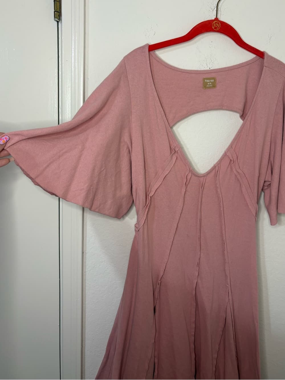 Free People Free-est Angelique Mini Dress Pink Blush open back size XL - Thumbnail 3
