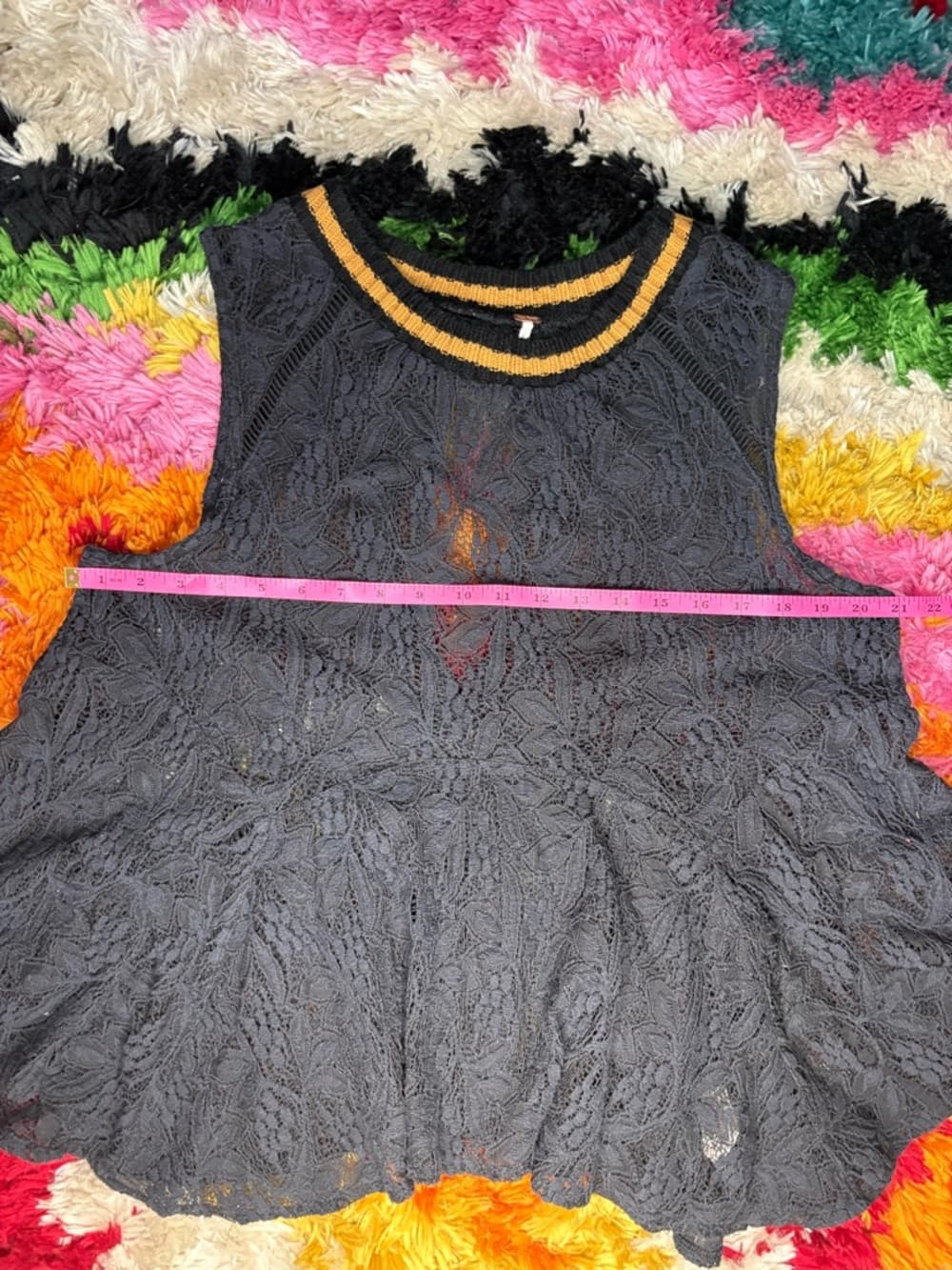 Free People Masie All Star Sheer Lace Tank Top size Large black - Thumbnail 12