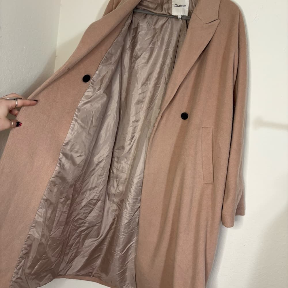 Madewell Wool Mohair Blend Cocoon Coat in Blush Tan Size 12 - Thumbnail 10