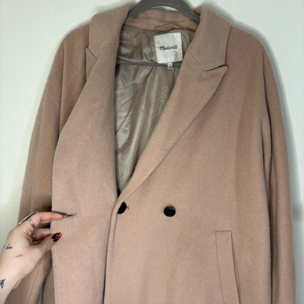 Madewell Wool Mohair Blend Cocoon Coat in Blush Tan Size 12 - Thumbnail 9