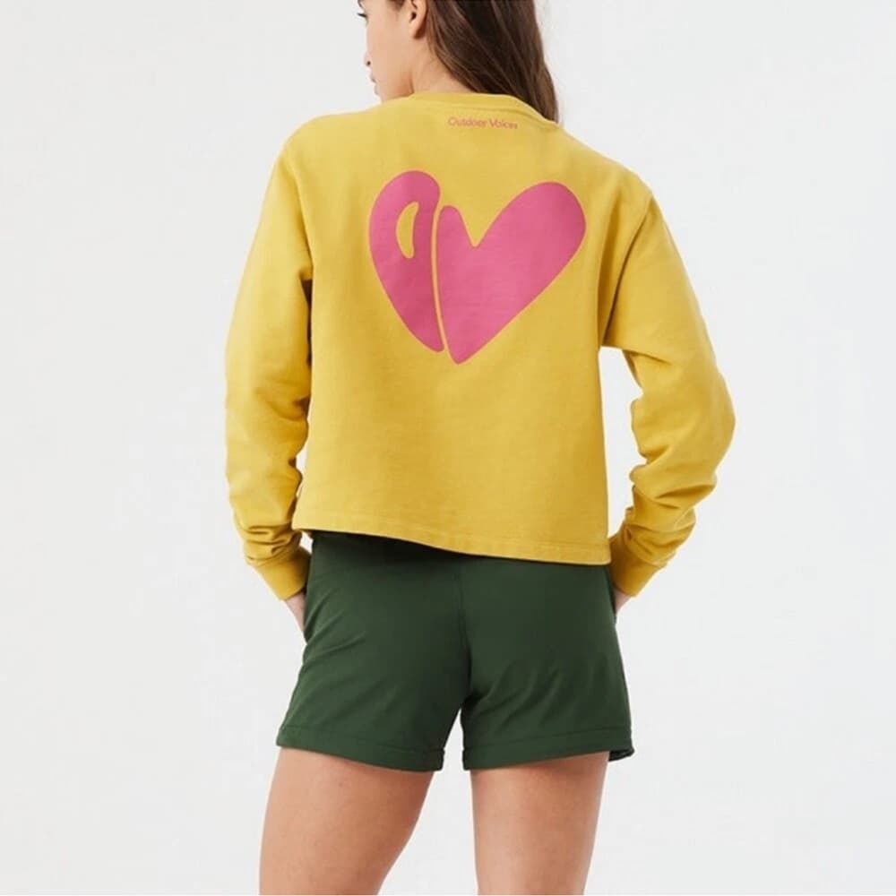 Outdoor Voices Love Without OV Cropped Sweatshirt organic cotton Sz small - Thumbnail 13