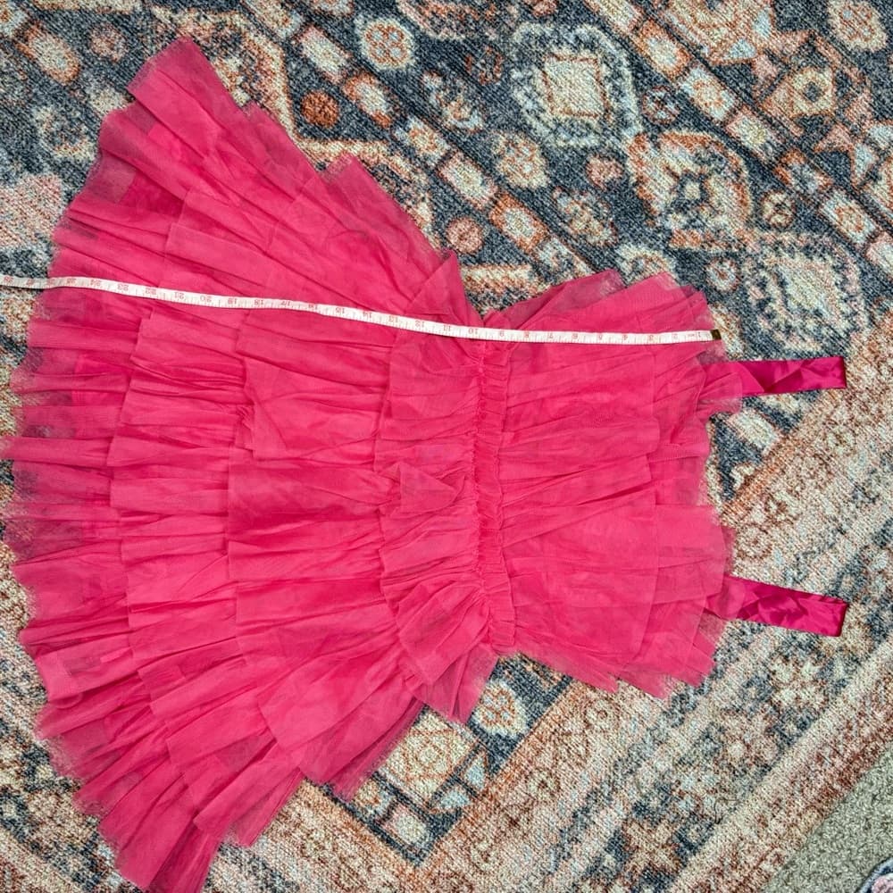 Storia Pink Tulle Ruffle Mini Dress - Thumbnail 12