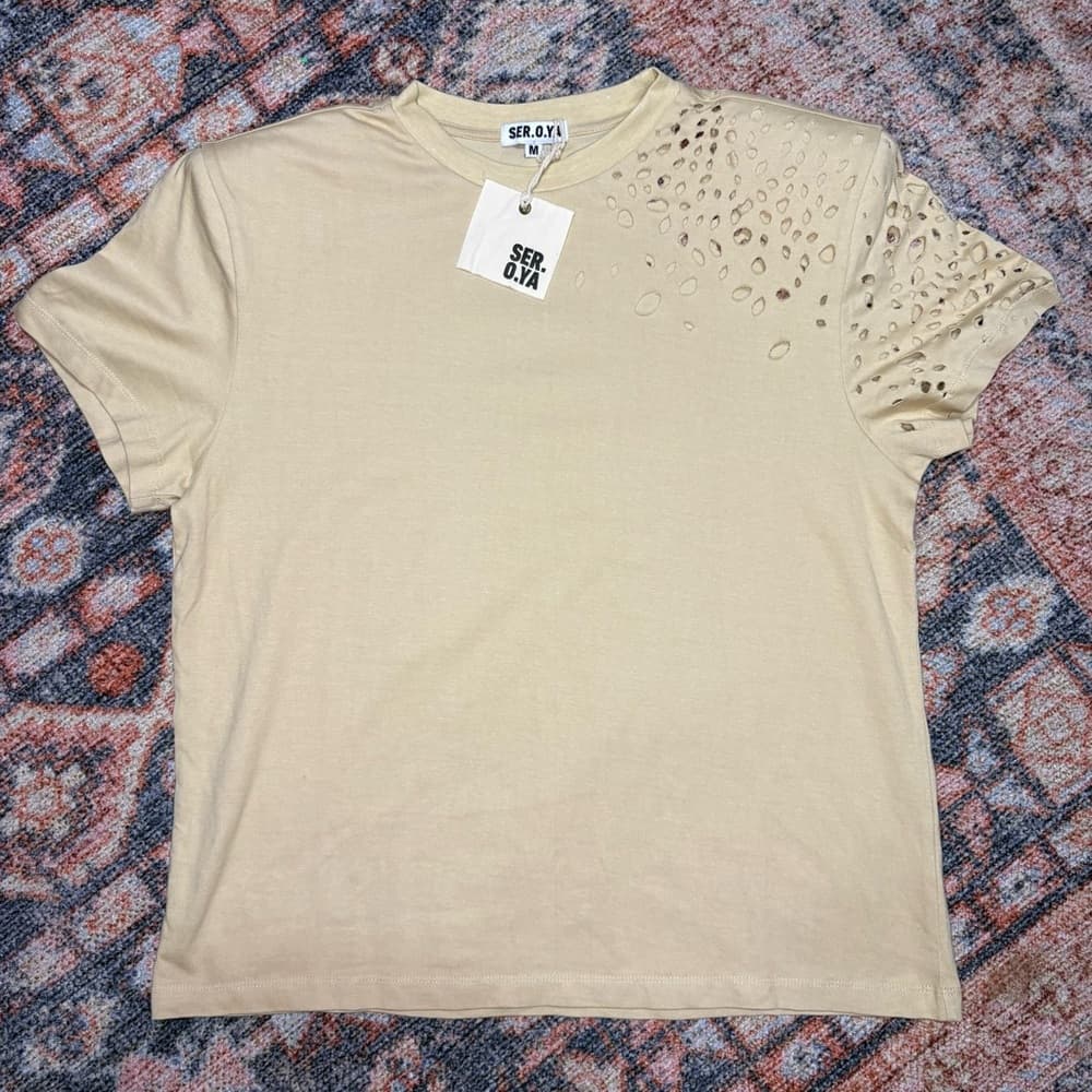 SER.O.YA Caroline Distressed Cotton T-Shirt - Thumbnail 7