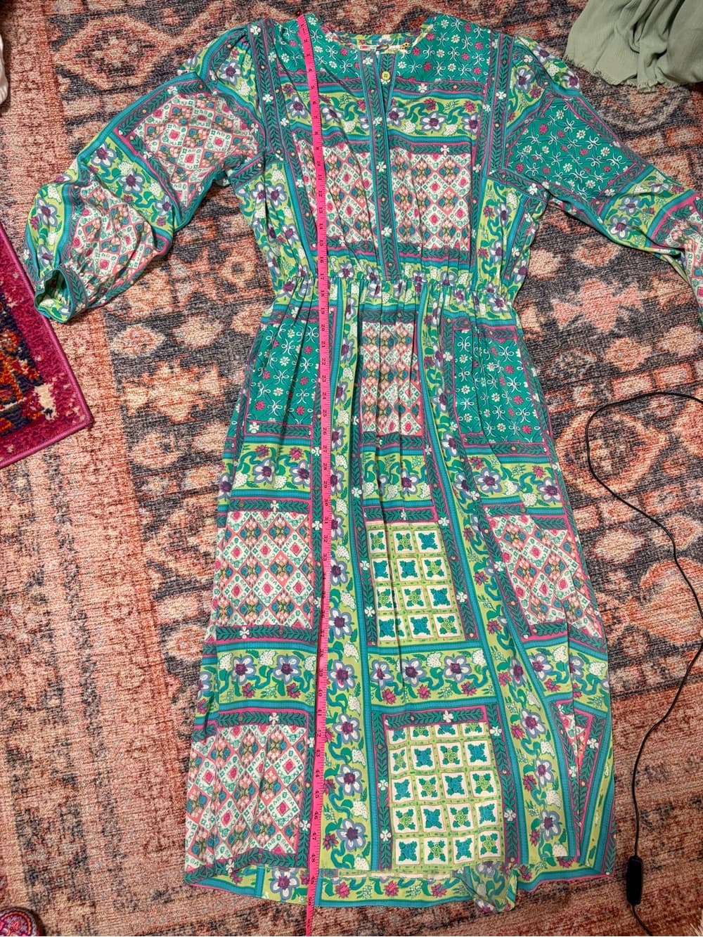 Vintage 80s-90s 100% silk Anne Crimmins for Neiman Marcus Vibrant Maxi Dress - Thumbnail 14