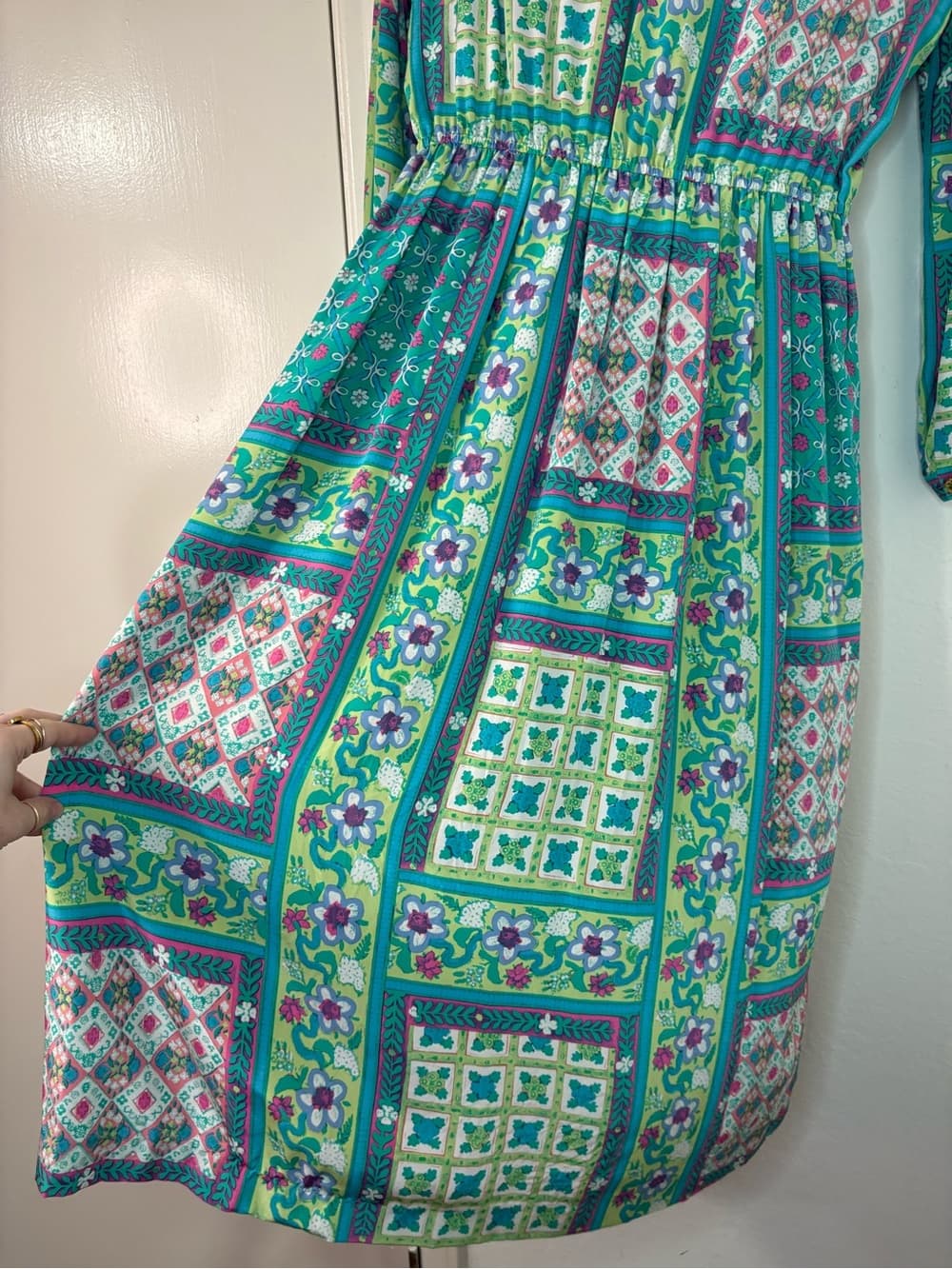 Vintage 80s-90s 100% silk Anne Crimmins for Neiman Marcus Vibrant Maxi Dress - Thumbnail 11