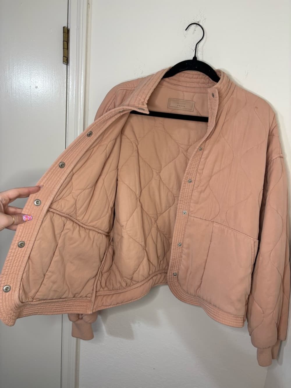 Blank NYC Quilted Snap-Front Carnation Jacket - Dusty Pink / peach size medium - Thumbnail 8