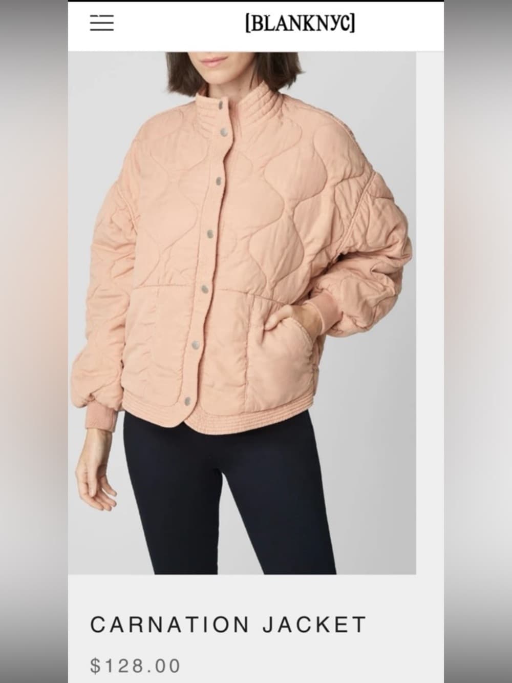 Blank NYC Quilted Snap-Front Carnation Jacket - Dusty Pink / peach size medium - Thumbnail 11