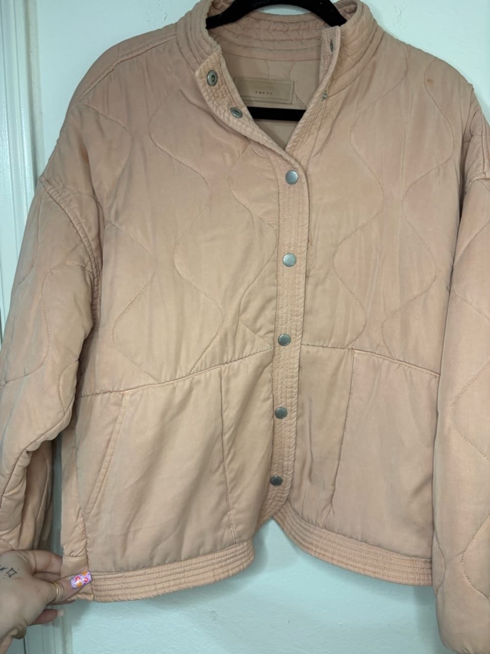 Blank NYC Quilted Snap-Front Carnation Jacket - Dusty Pink / peach size medium - Thumbnail 6