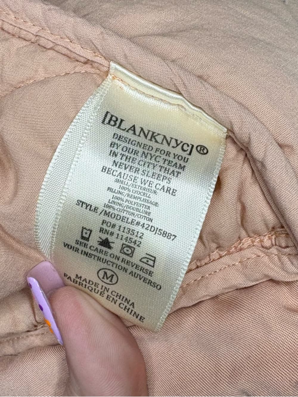 Blank NYC Quilted Snap-Front Carnation Jacket - Dusty Pink / peach size medium - Thumbnail 9