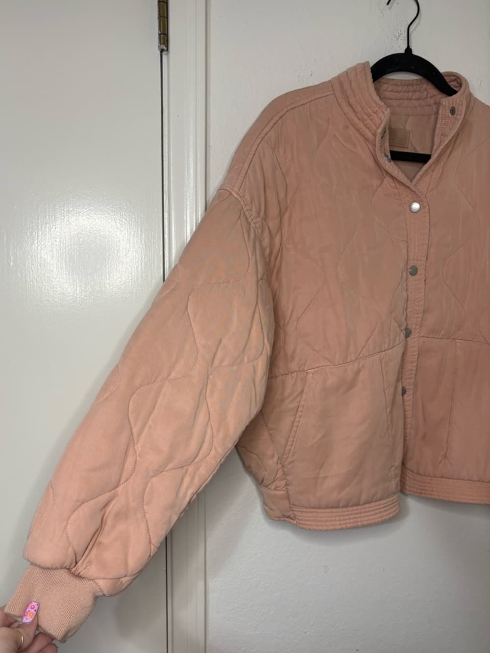 Blank NYC Quilted Snap-Front Carnation Jacket - Dusty Pink / peach size medium - Thumbnail 3
