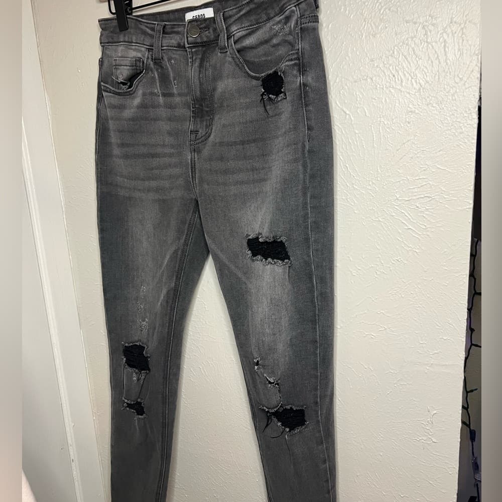 Ceros Distressed Gray Jeans for Women - Thumbnail 6