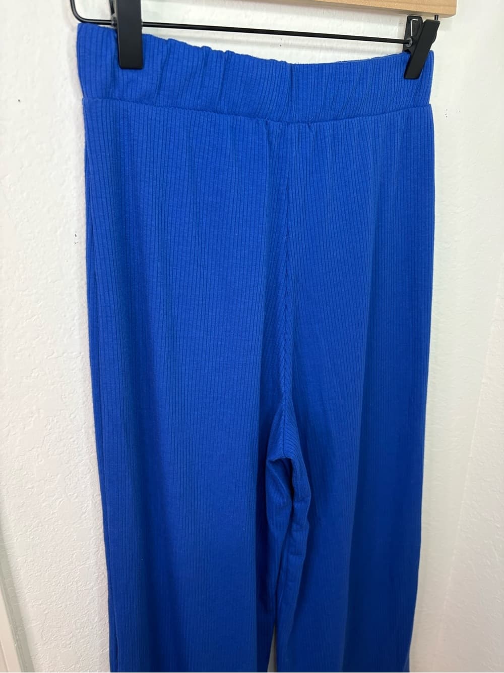 Dressed In LALA Lex Ribbed Flowy Wide Leg Pants in Royal Blue size XS/S - Thumbnail 9