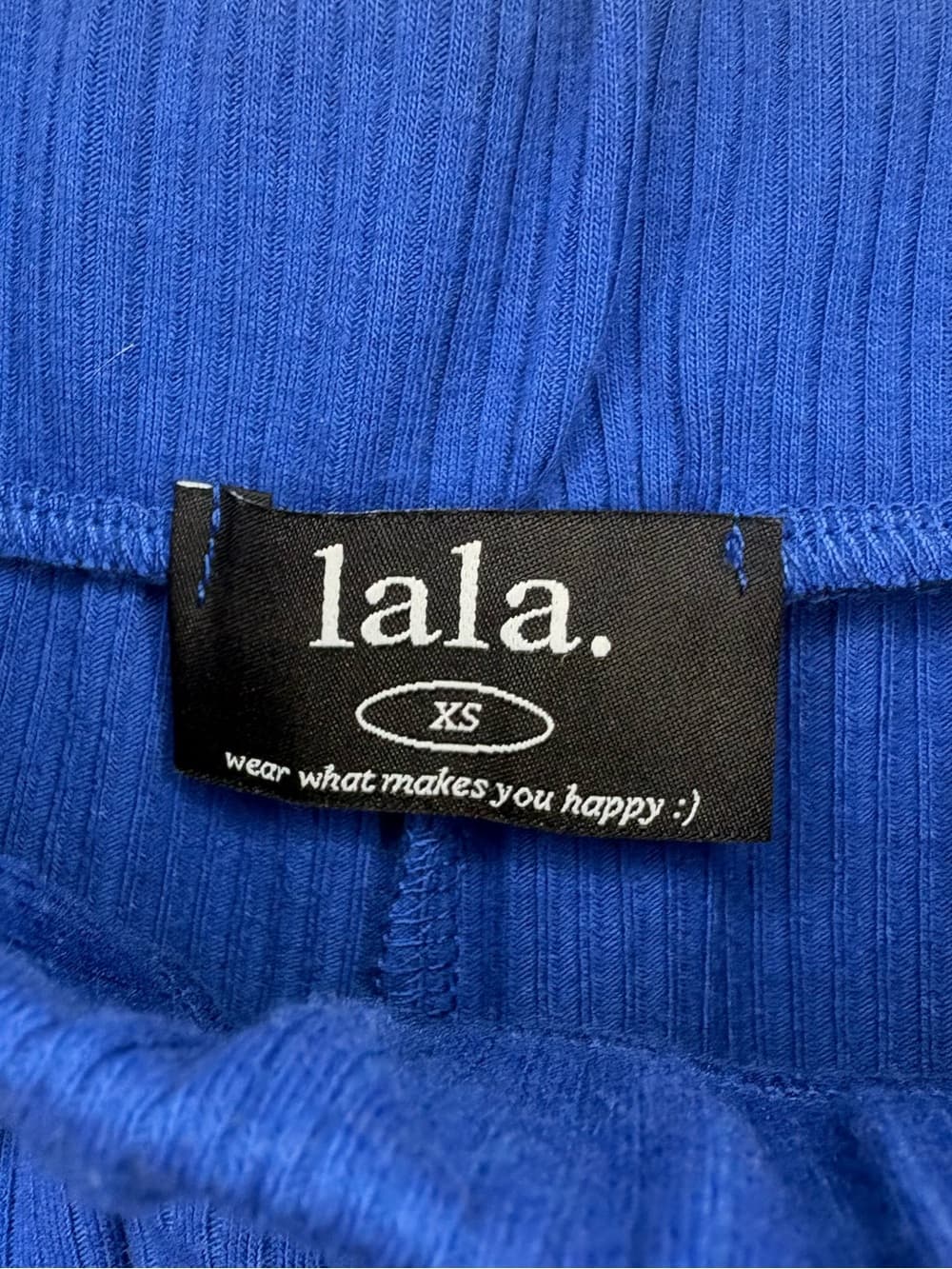 Dressed In LALA Lex Ribbed Flowy Wide Leg Pants in Royal Blue size XS/S - Thumbnail 5