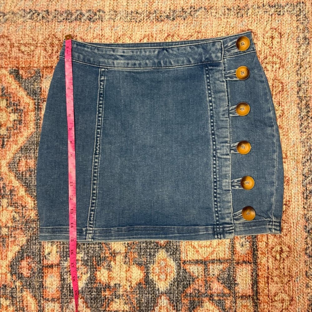 Free People Little Daisies Denim Mini Skirt size 2 - Thumbnail 10