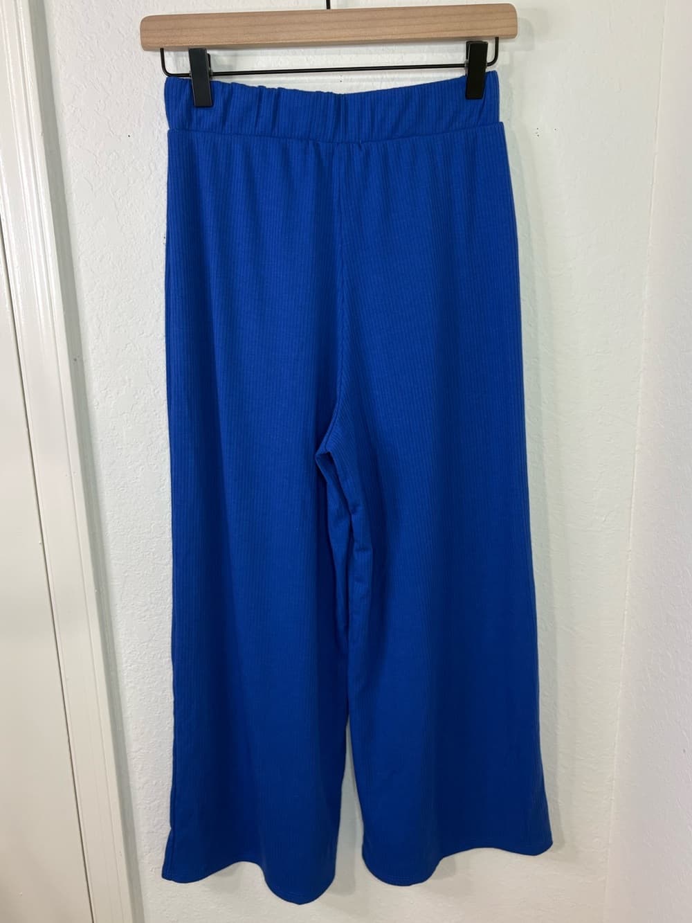 Dressed In LALA Lex Ribbed Flowy Wide Leg Pants in Royal Blue size XS/S - Thumbnail 8