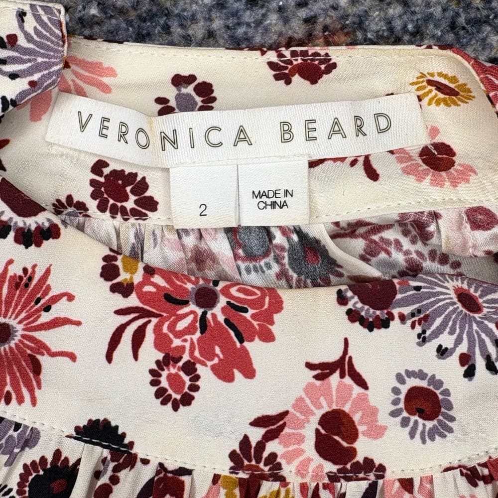 Veronica Beard Fey mock-neck floral silk blouse top size 2 - Thumbnail 11