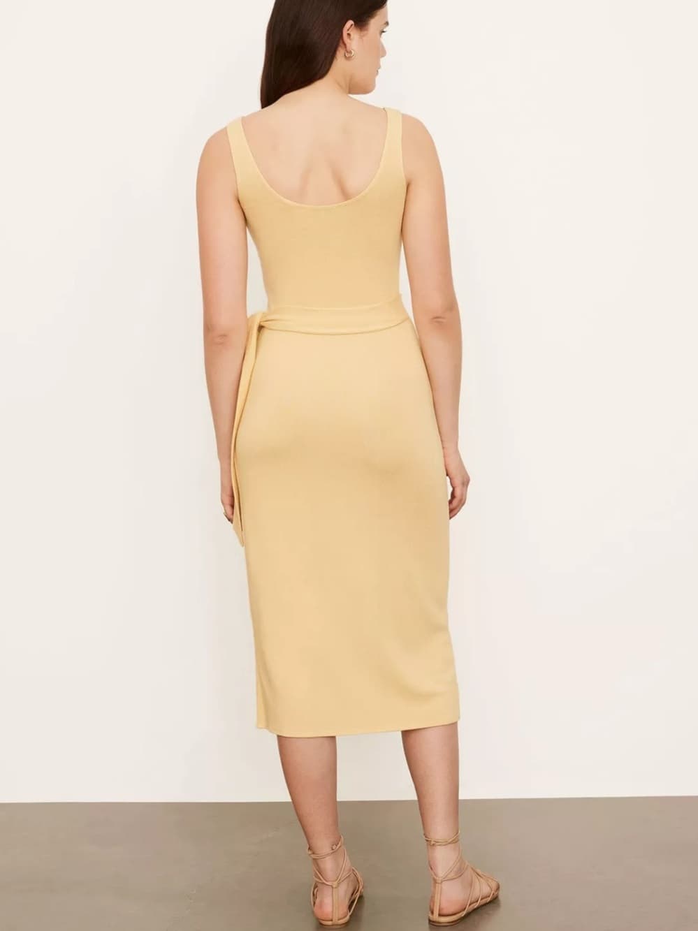 Vince Yellow Scoop Neck Camisole Wrap Dress Rayon size Small - Thumbnail 3